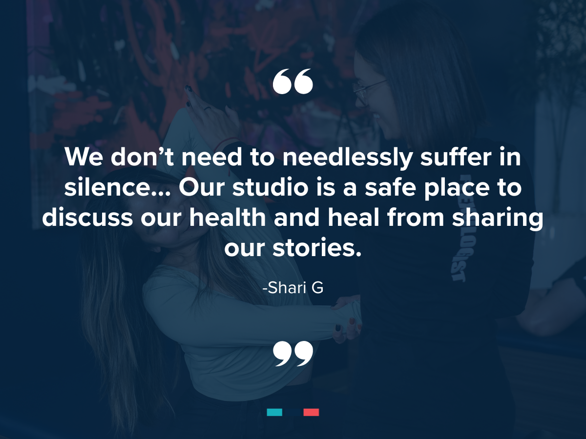 quote from stretchlab franchisee about how the studio is a safe place for cancer survivors to heal and share stories